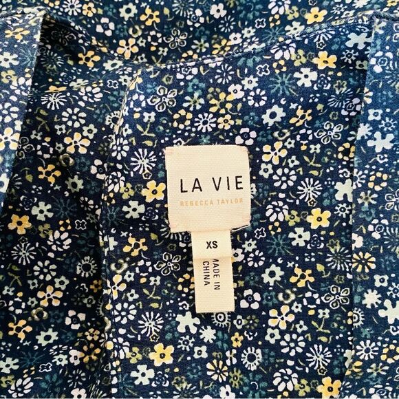 La Vie Rebecca Taylor Midnight Navy Floral Chinon Jumpsuit Sz XS - Picture 10 of 16
